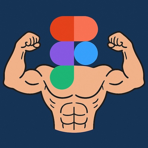 Figma on steroids, a man upper body in a cartoon like illustration and his head is Figma icon