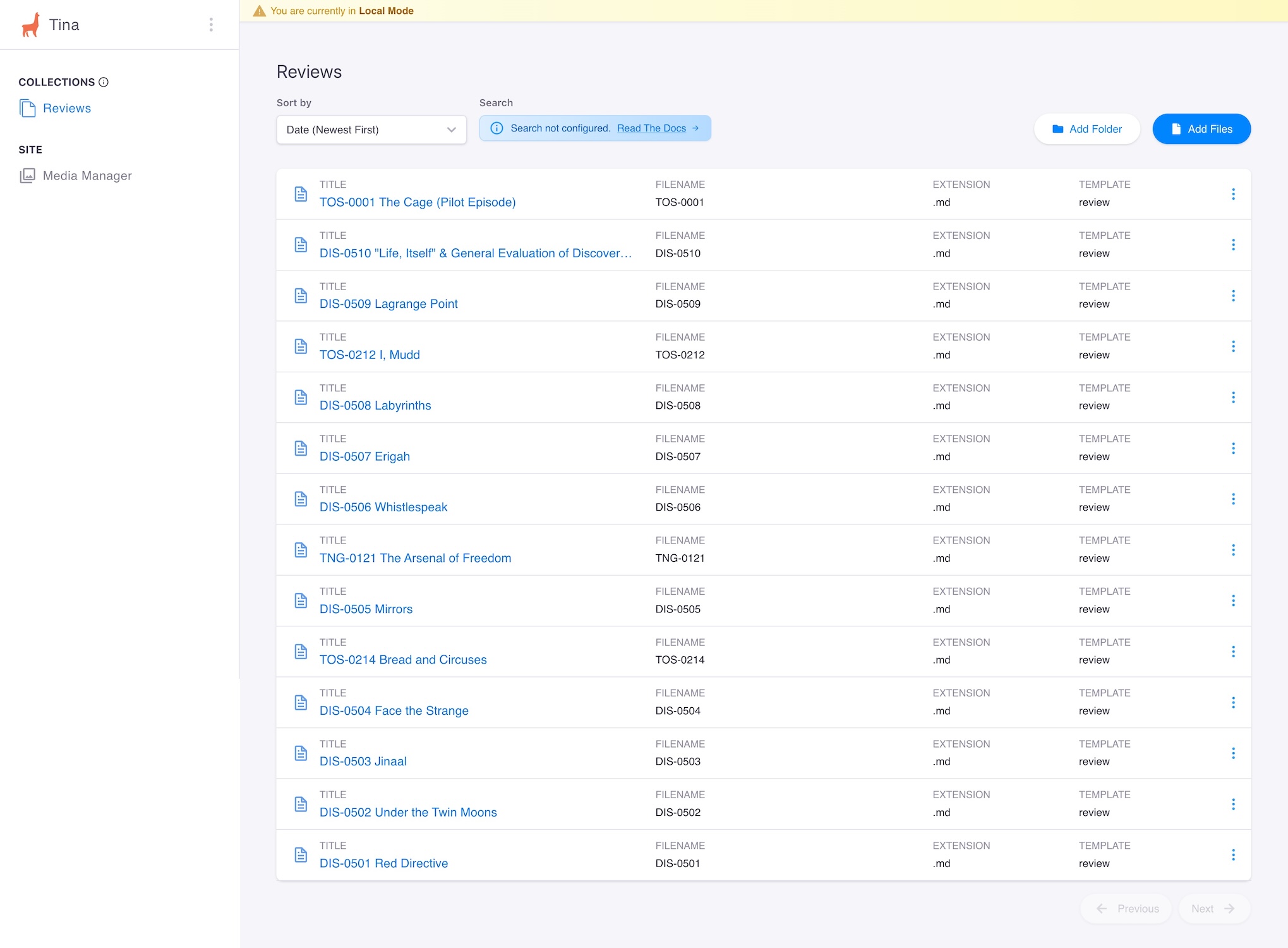 Admin Panel page; previously written entries are visible.