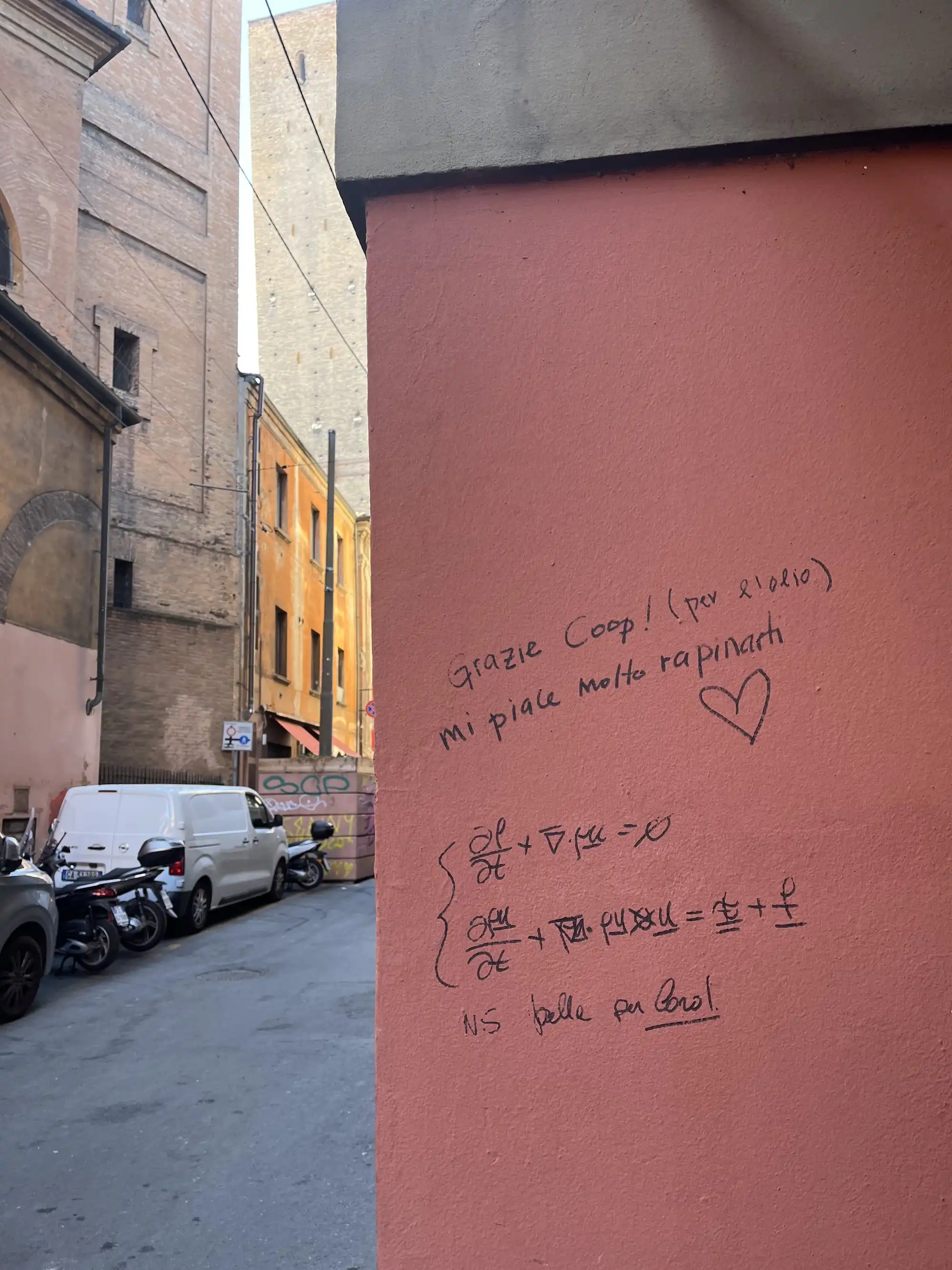 a scribbled text in a wall